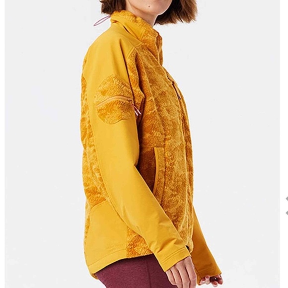 NEW Outdoor Voices Size L Mustard Yellow Fleece Full Zip Jacket in Cider Cloud - Picture 2 of 12